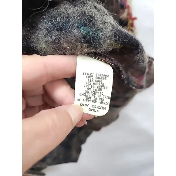 Vtg CANVASBACKS Blazer‎ Wool Boho Avant Garde Abstract Mohair Wearable Art sz 8 - Picture 5 of 11